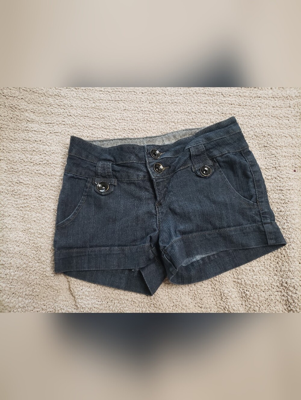 Boom Boom Jeans Dark Blue Denim Doube-Button Shorts
